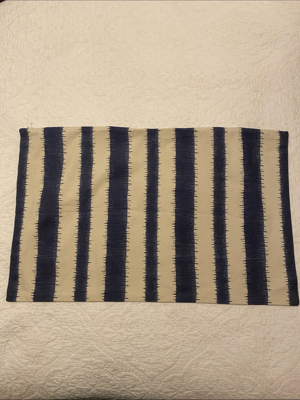 Pottery Barn Blue and Cream Striped Lumbar Pillow Cover